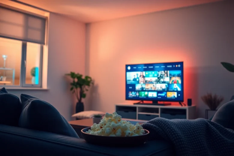 Watch NO HU's intuitive IPTV streaming options on a cozy living room TV setup